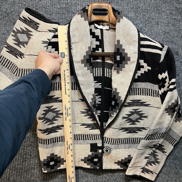 Vintage Flashback Southwestern Aztec Cotton Cardigan Women's Size Large Tan - Picture 2 of 7